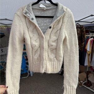 EDUN Vintage Designer Cream Cable Knit Cardigan